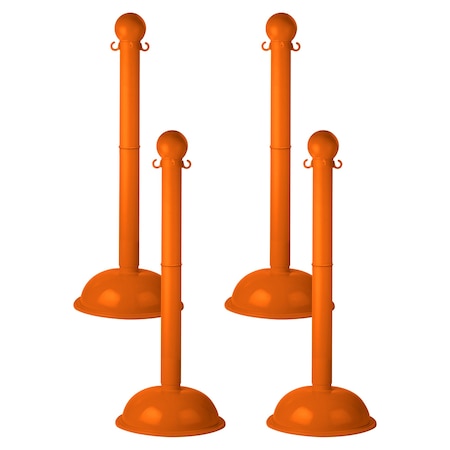 Mr. Chain Safety Orange HD Stowable Stanchion, 6PK 93612-4